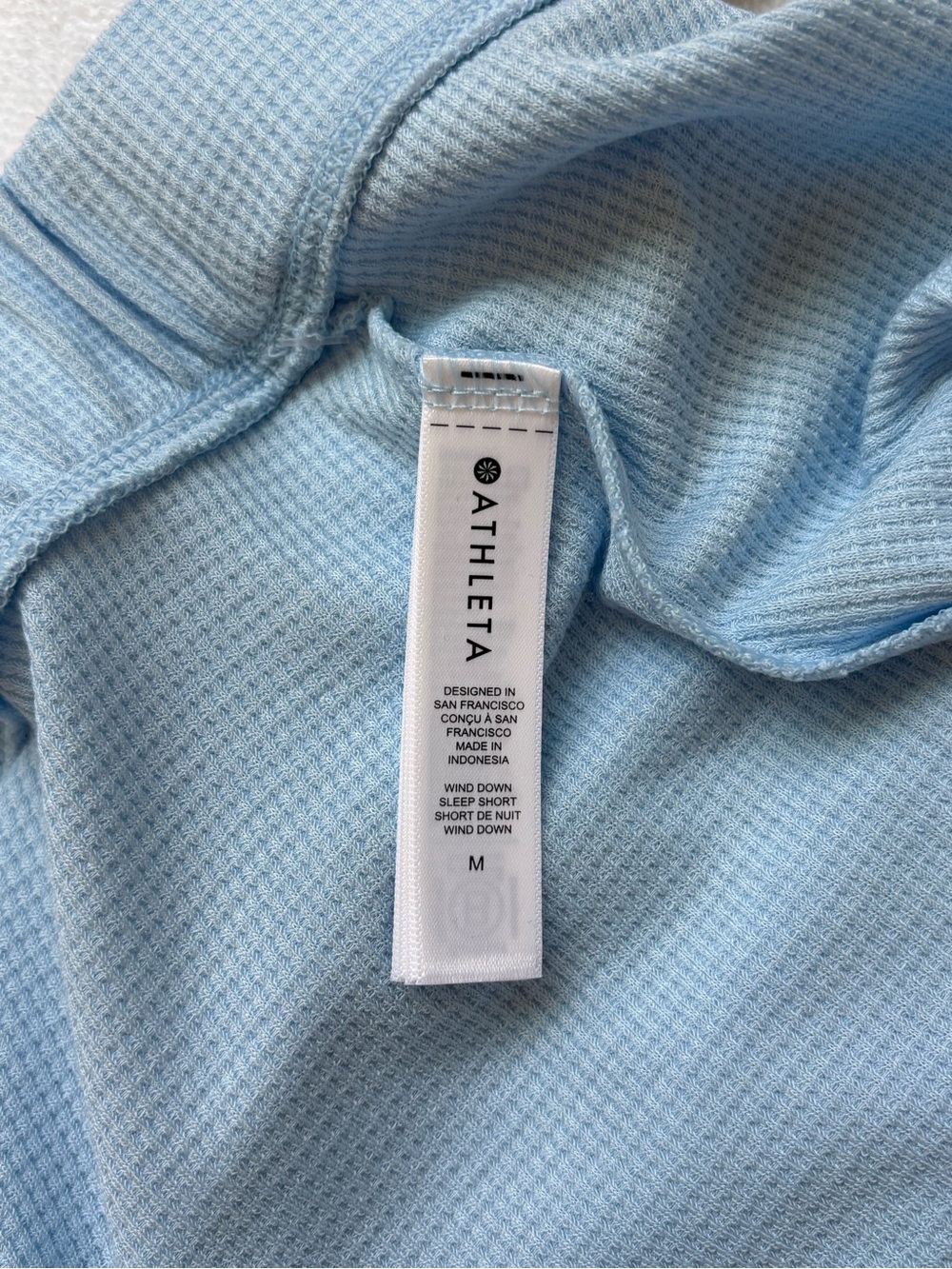 Athleta Wind Down Lounge Sleep Waffle Knit Shorts Blue Size M - Picture 6 of 8